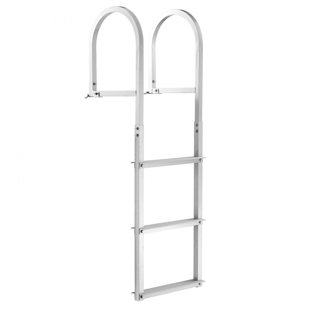 VEVOR Dock Ladder, Removable 3 Steps, 500 lbs Load Capacity, Aluminum Alloy Pontoon Boat Ladder with 3.1'' Wide Step & Nonslip Rubber Mat, Easy to Install for Ship/Lake/Pool/Marine Boarding