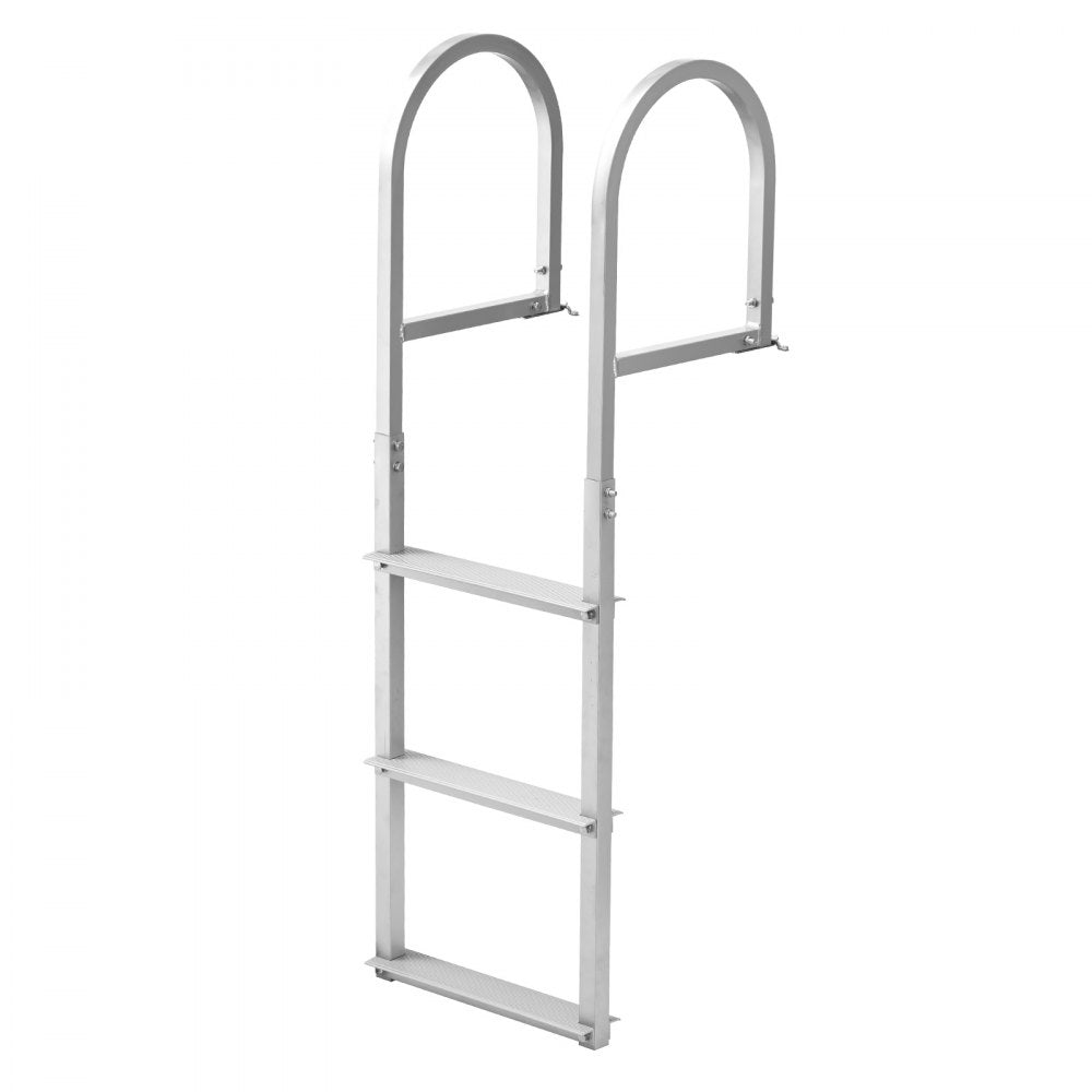 VEVOR Dock Ladder, Removable 3 Steps, 500 lbs Load Capacity, Aluminum Alloy Pontoon Boat Ladder with 3.1'' Wide Step & Nonslip Rubber Mat, Easy to Install for Ship/Lake/Pool/Marine Boarding