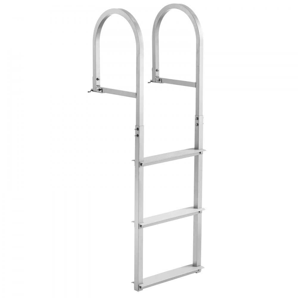 VEVOR Dock Ladder, Removable 3 Steps, 500 lbs Load Capacity, Aluminum Alloy Pontoon Boat Ladder with 3.1'' Wide Step & Nonslip Rubber Mat, Easy to Install for Ship/Lake/Pool/Marine Boarding