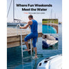 VEVOR Dock Ladder, Removable 5 Steps, 500 lbs Load Capacity, Aluminum Alloy Pontoon Boat Ladder with 3.1'' Wide Step & Nonslip Rubber Mat, Easy to Install for Ship/Lake/Pool/Marine Boarding