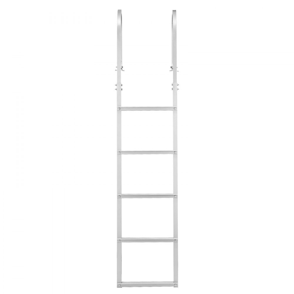 VEVOR Dock Ladder, Removable 5 Steps, 500 lbs Load Capacity, Aluminum Alloy Pontoon Boat Ladder with 3.1'' Wide Step & Nonslip Rubber Mat, Easy to Install for Ship/Lake/Pool/Marine Boarding