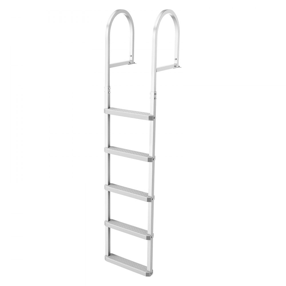 VEVOR Removable Dock Ladder, 5 Steps, Aluminum Alloy Pontoon Boat Swim Ladder, with Non-Slip Wide PP Steps, 500 lbs Weight Capacity, Quick Release Design, for Lake Swimming, Pool, Marine Boarding