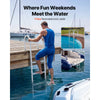 VEVOR Removable Dock Ladder, 4 Steps, Aluminum Alloy Pontoon Boat Swim Ladder, with Non-Slip Wide Steps, 500 lbs Weight Capacity, Quick Release Design, for Lake Swimming, Pool, Boat, Marine Boarding