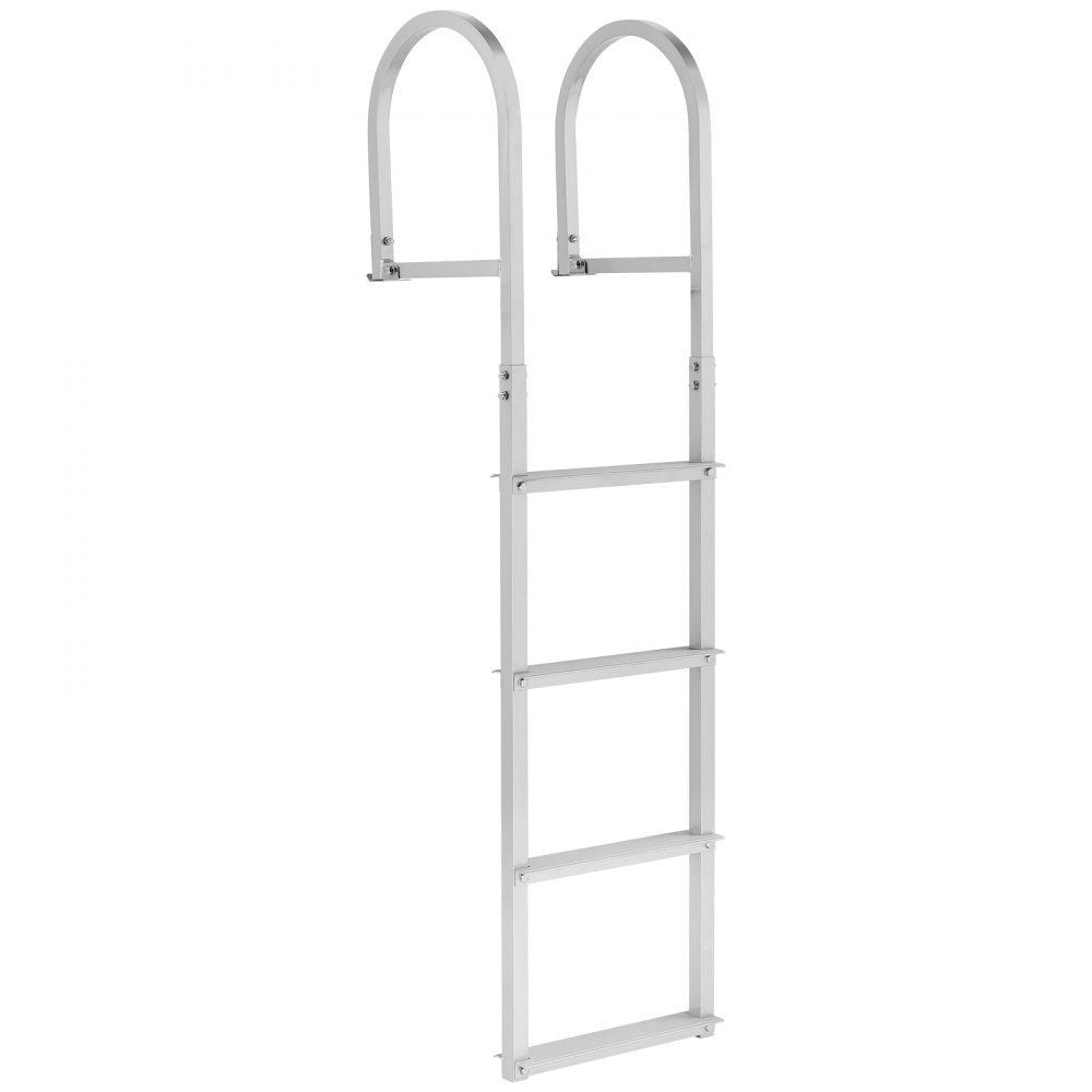 VEVOR Removable Dock Ladder, 4 Steps, Aluminum Alloy Pontoon Boat Swim Ladder, with Non-Slip Wide Steps, 500 lbs Weight Capacity, Quick Release Design, for Lake Swimming, Pool, Boat, Marine Boarding