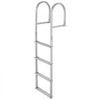 VEVOR Removable Dock Ladder, 4 Steps, Aluminum Alloy Pontoon Boat Swim Ladder, with Non-Slip Wide Steps, 500 lbs Weight Capacity, Quick Release Design, for Lake Swimming, Pool, Boat, Marine Boarding