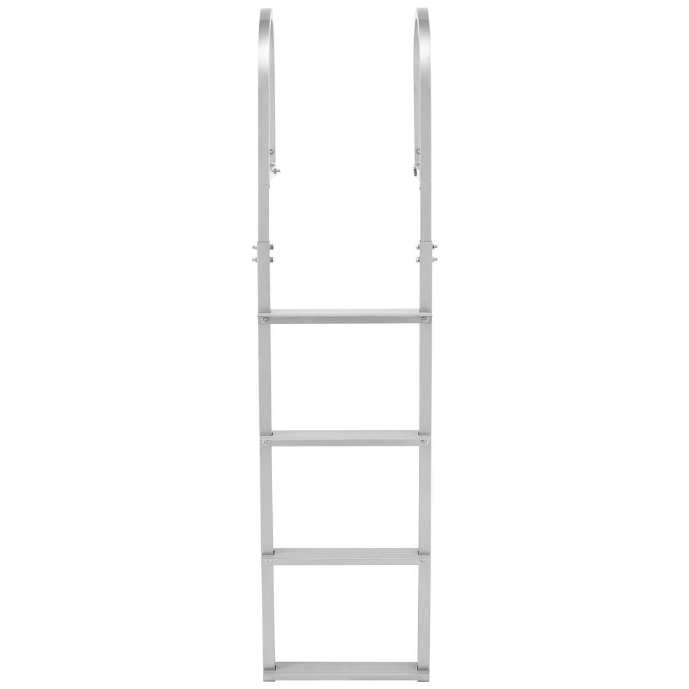 VEVOR Removable Dock Ladder, 4 Steps, Aluminum Alloy Pontoon Boat Swim Ladder, with Non-Slip Wide Steps, 500 lbs Weight Capacity, Quick Release Design, for Lake Swimming, Pool, Boat, Marine Boarding
