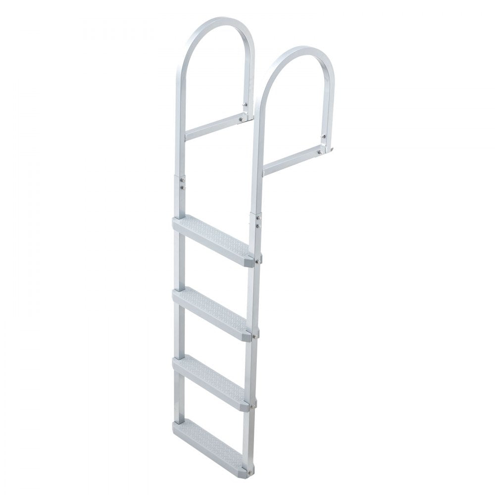 VEVOR Removable Dock Ladder, 4 Steps, Aluminum Alloy Pontoon Boat Swim Ladder, with Non-Slip Wide PP Steps, 500 lbs Weight Capacity, Quick Release Design, for Lake Swimming, Pool, Marine Boarding