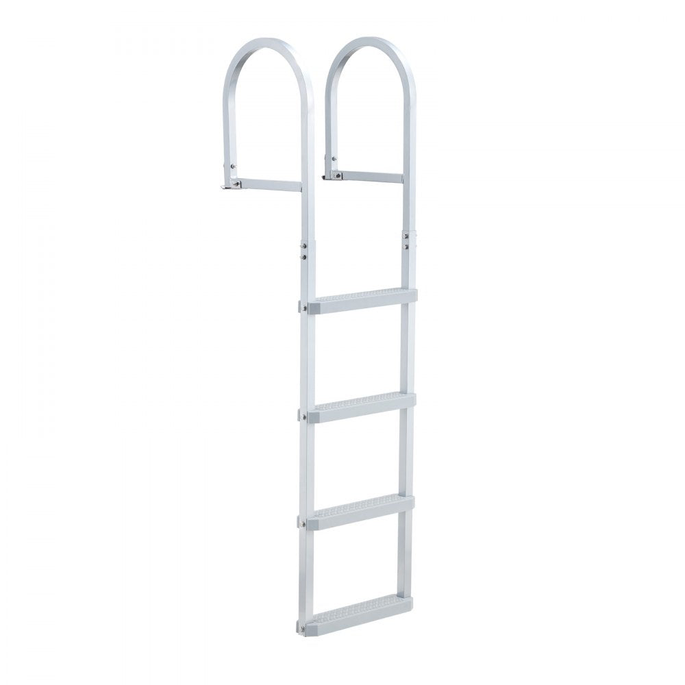 VEVOR Removable Dock Ladder, 4 Steps, Aluminum Alloy Pontoon Boat Swim Ladder, with Non-Slip Wide PP Steps, 500 lbs Weight Capacity, Quick Release Design, for Lake Swimming, Pool, Marine Boarding