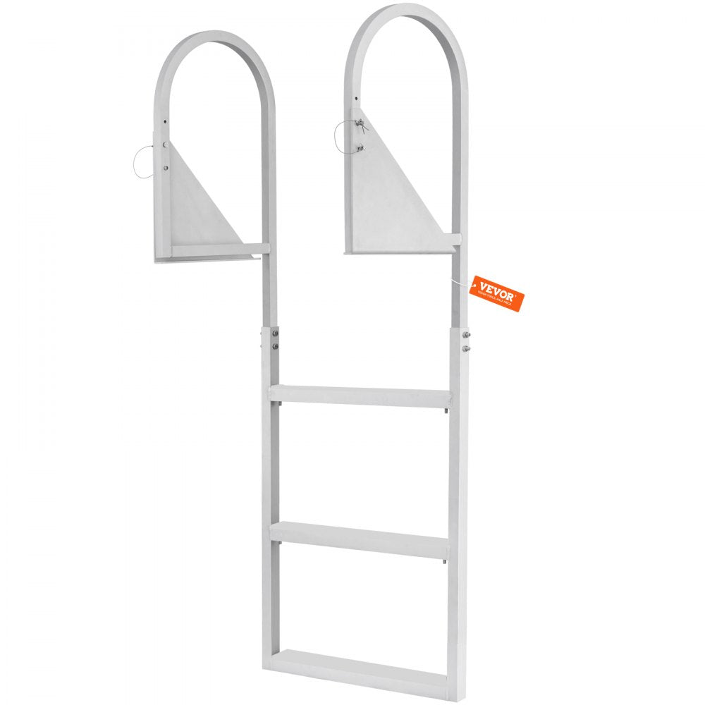 VEVOR Dock Ladder, Flip-Up 3 Steps, 350 lbs Load Capacity, Aluminum Alloy Pontoon Boat Ladder with 2'' Wide Step & Nonslip Rubber Mat, Easy to Install for Ship/Lake/Pool/Marine Boarding