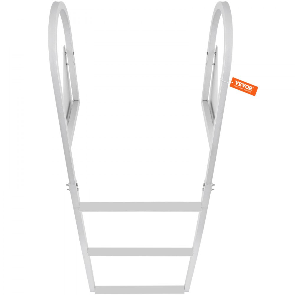 VEVOR Dock Ladder, Flip-Up 3 Steps, 350 lbs Load Capacity, Aluminum Alloy Pontoon Boat Ladder with 2'' Wide Step & Nonslip Rubber Mat, Easy to Install for Ship/Lake/Pool/Marine Boarding