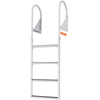 VEVOR Dock Ladder Flip-Up 4 Steps, 350 lbs Load Capacity, Aluminum Alloy Pontoon Boat Ladder with Nonslip Mat, Swimming Ladder for Ship/Lake/Pool/Marine Boarding