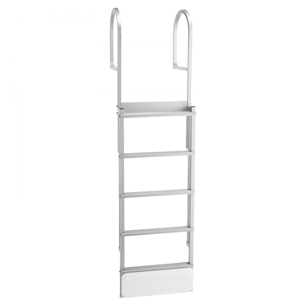 VEVOR Retractable Dock Ladder, 5 Steps, Aluminum Alloy Pontoon Boat Swim Ladder with Auto-Lift Float, Non-Slip Wide Steps, 500 lbs Weight Capacity, Adjustable Height, for Lake Pool Marine Boarding