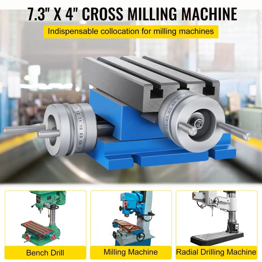 VEVOR Milling Working Table - 7.3 X 4 Inch Worktable - Compound Slide Table Milling Working Cross Table Machine for All Drill Stands Bench Drilling Milling Machine (7.3" X 4")