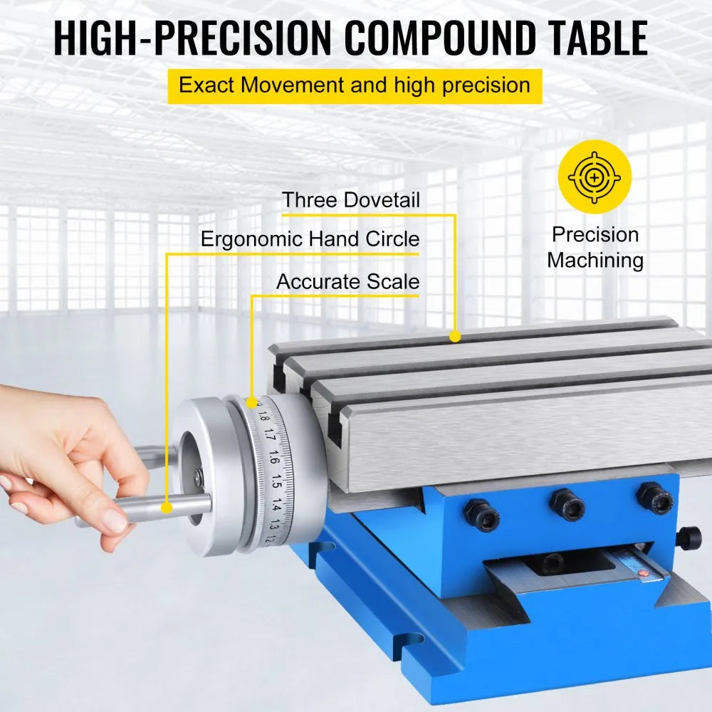 VEVOR Milling Working Table - 7.3 X 4 Inch Worktable - Compound Slide Table Milling Working Cross Table Machine for All Drill Stands Bench Drilling Milling Machine (7.3" X 4")