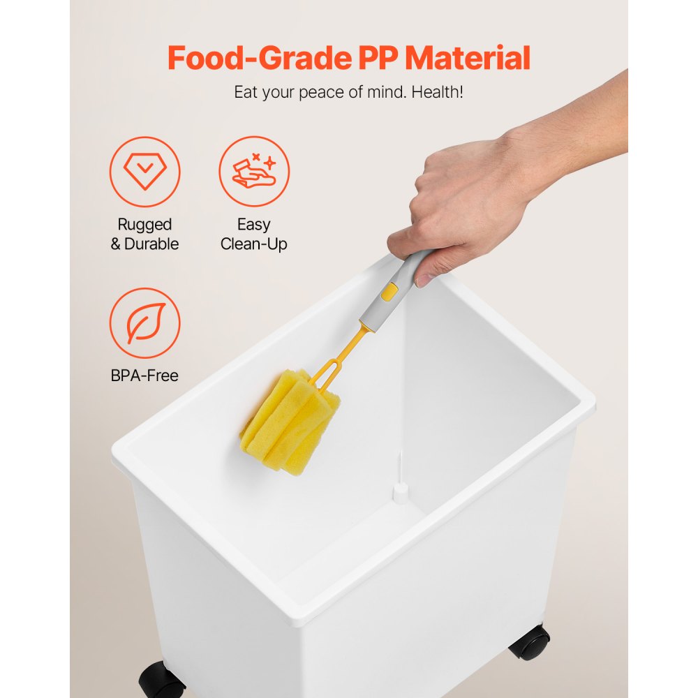 VEVOR Rice Storage Container, 6.6Gallon/25L x3 Capacity Large Dog Food Dispenser Bin, Kitchen Ingredient Grain Cereal Flour Bin, Pet food Containers with Wheels, 3 Scoops,  and Airtight Lid, 3 Pack