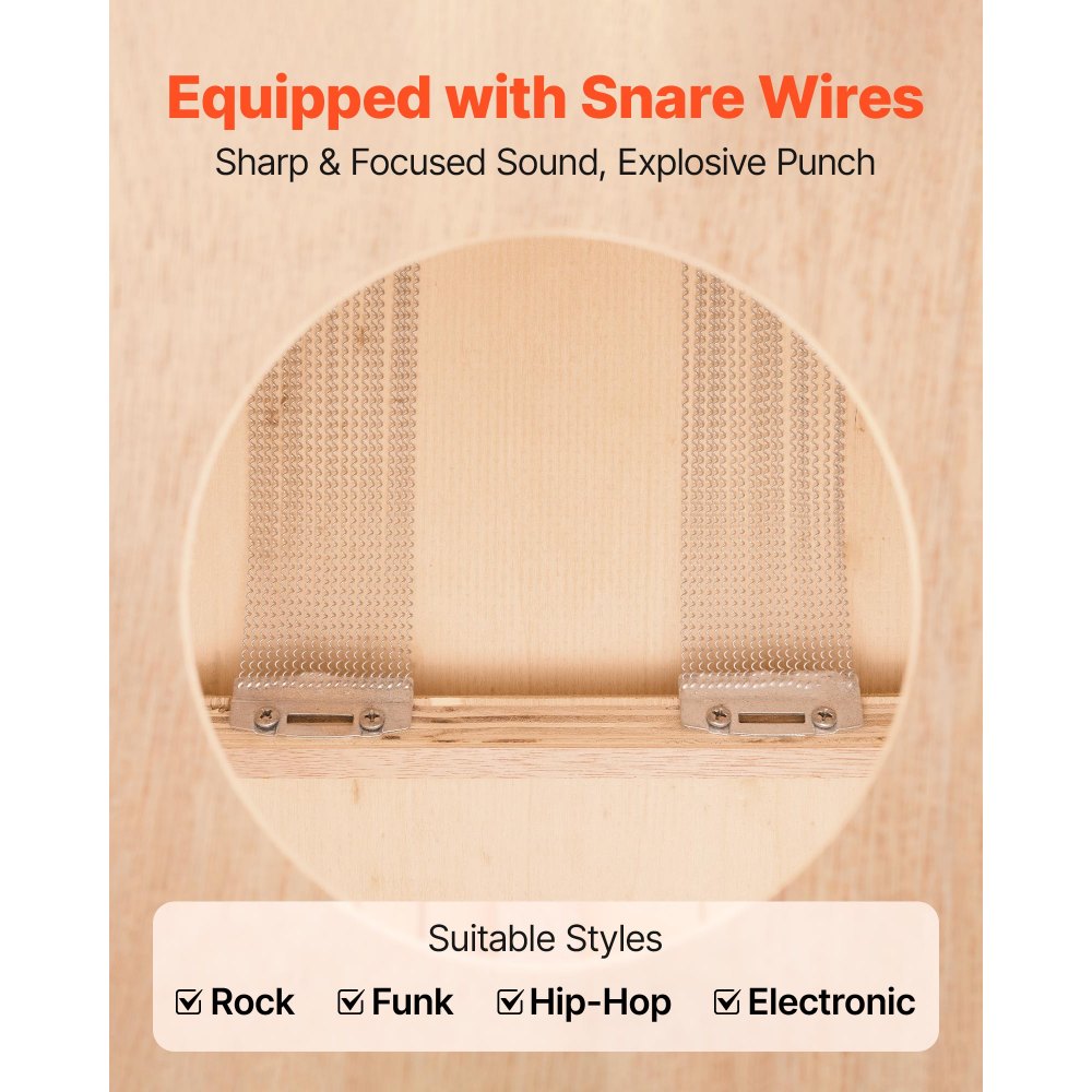 VEVOR Cajon Box Drum Wooden Birchwood Compact Percussion Instrument with Snare Wires