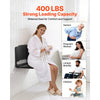 VEVOR Foldable Shower Seat Wall Mounted, 17.8" Folding Shower Bench with Supportive Backrest, Plastic Fold-Down Bathroom Corridor Seat with Stainless Steel Frame for Adults Seniors, 400LBS Loading