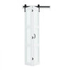 VEVOR Bifold Barn Door, 36" x 84", MDF with Tempered Glass Bi-Fold Sliding Closet Doors, Hardware Kit Included, Space-Saving Design, Pre-Assembled Panels for Bedroom, Living Room, Wardrobe, White