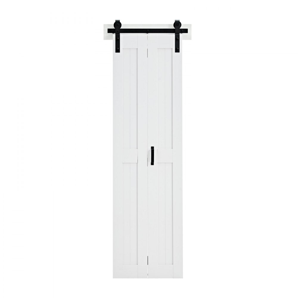 VEVOR Bifold Barn Door, 24" x 84", MDF Bi-Fold Sliding Closet Doors, Hardware Kit Included, H-Frame Space-Saving Design, Need to Assemble, for Bedroom, Living Room, Wardrobe and Room Divider, White