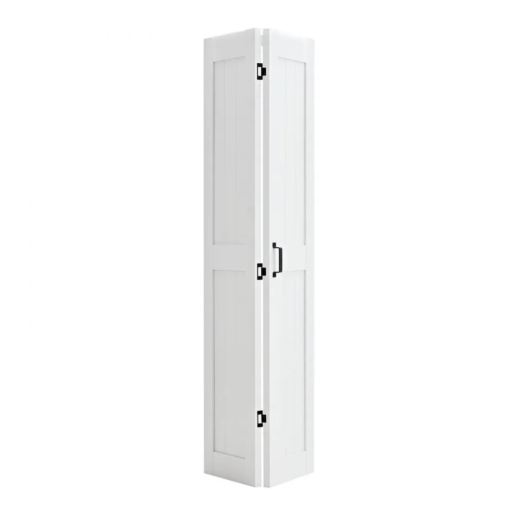 VEVOR Bifold Barn Door, 36" x 84", MDF Bi-Fold Sliding Closet Doors, Hardware Kit Included, H-Frame Space-Saving Design, Need to Assemble, for Bedroom, Living Room, Wardrobe and Room Divider, White