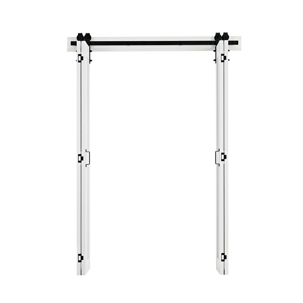 VEVOR Bifold Barn Door, 48" x 84", MDF Bi-Fold Sliding Closet Doors, Hardware Kit Included, H-Frame Space-Saving Design, Pre-Assembled Panels for Bedroom, Living Room, Wardrobe and Room Divider, White