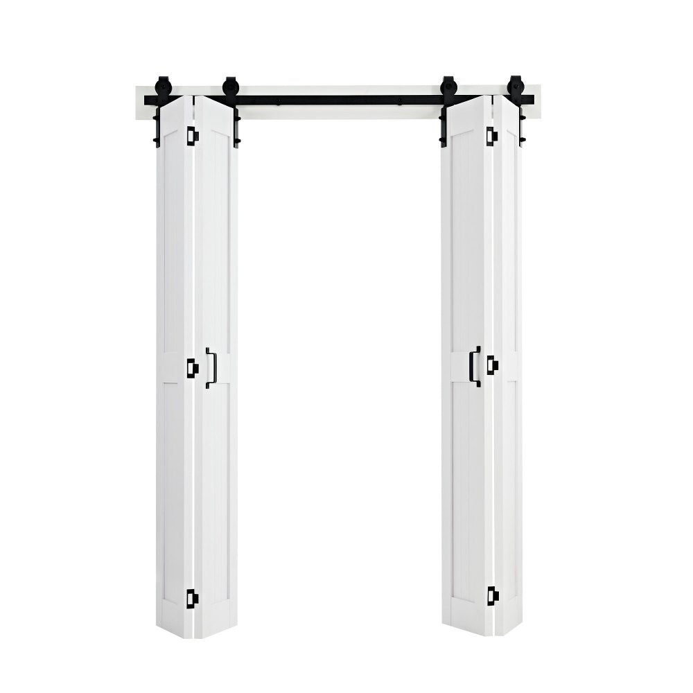VEVOR Bifold Barn Door, 60" x 84", MDF Bi-Fold Sliding Closet Doors, Hardware Kit Included, H-Frame Space-Saving Design, Pre-Assembled Panels for Bedroom, Living Room, Wardrobe and Room Divider, White