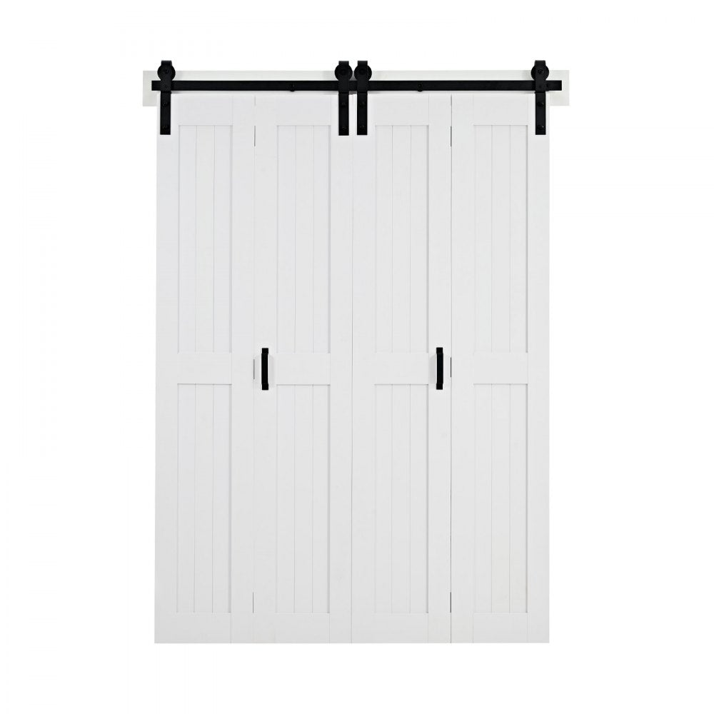 VEVOR Bifold Barn Door, 60" x 84", MDF Bi-Fold Sliding Closet Doors, Hardware Kit Included, H-Frame Space-Saving Design, Pre-Assembled Panels for Bedroom, Living Room, Wardrobe and Room Divider, White