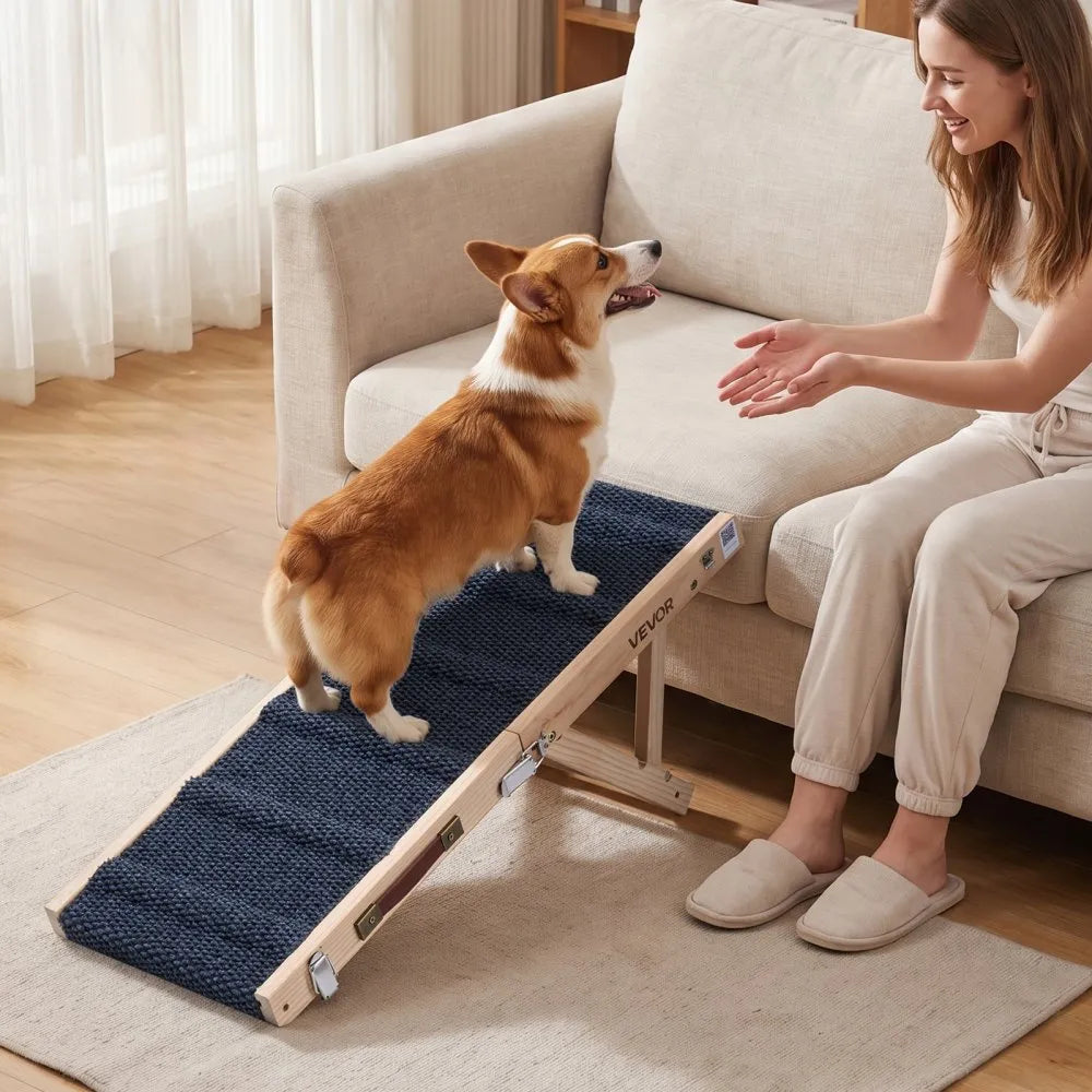 Vevor Dog Ramp Adjustable Foldable Wooden Pet Ramp 33