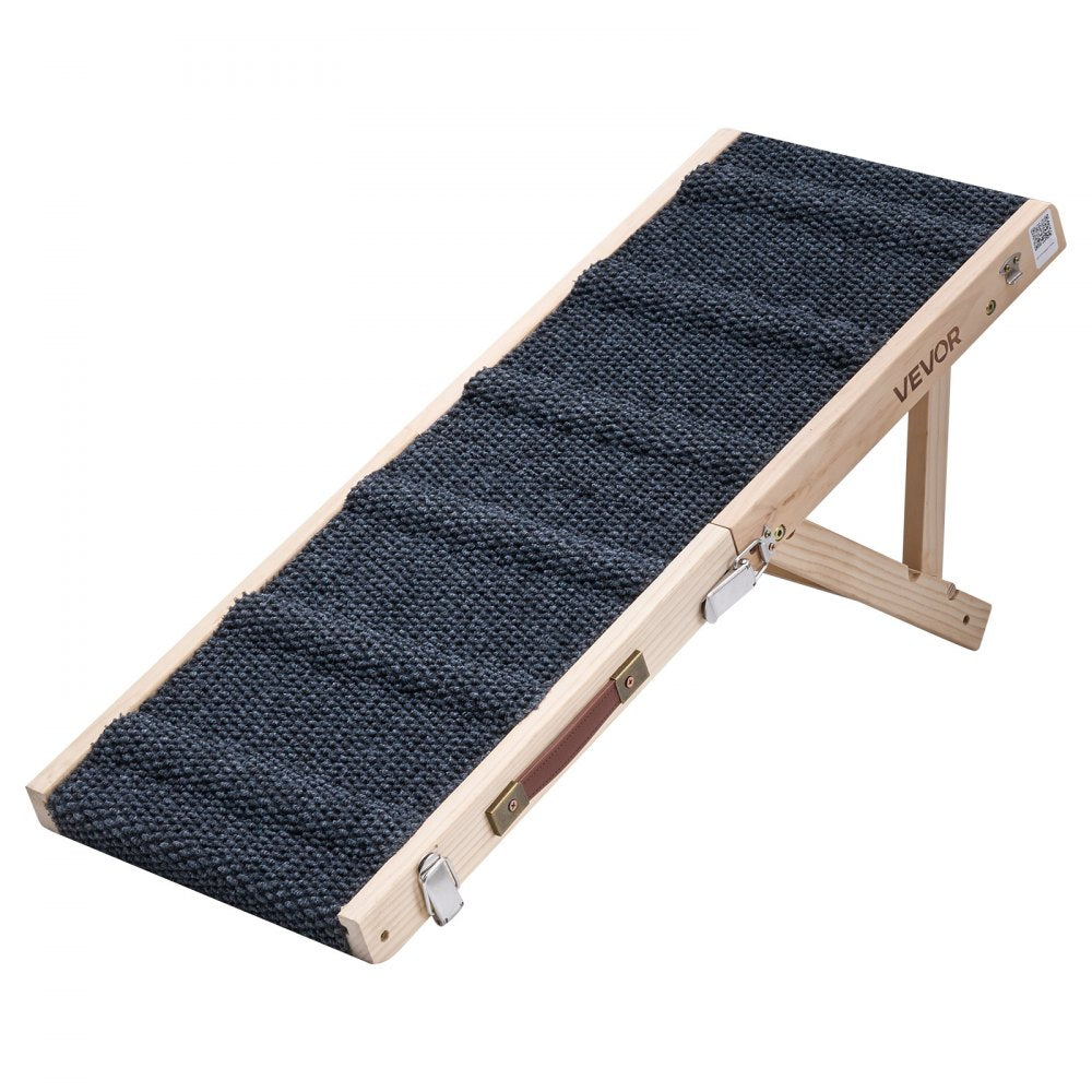VEVOR Dog Ramp for Bed 14.2"-15.4" 2 Adjustable Height Foldable Pet Ramp, for Small & Senior Dogs to Get on Couch Sofa, 33" Long, Up to 100 lbs, Portable Wooden with Non-Slip Felt Surface & Handle