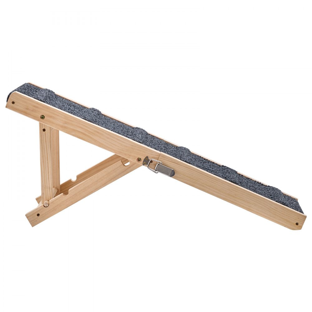 VEVOR Dog Ramp for Bed 14.2"-15.4" 2 Adjustable Height Foldable Pet Ramp, for Small & Senior Dogs to Get on Couch Sofa, 33" Long, Up to 100 lbs, Portable Wooden with Non-Slip Felt Surface & Handle