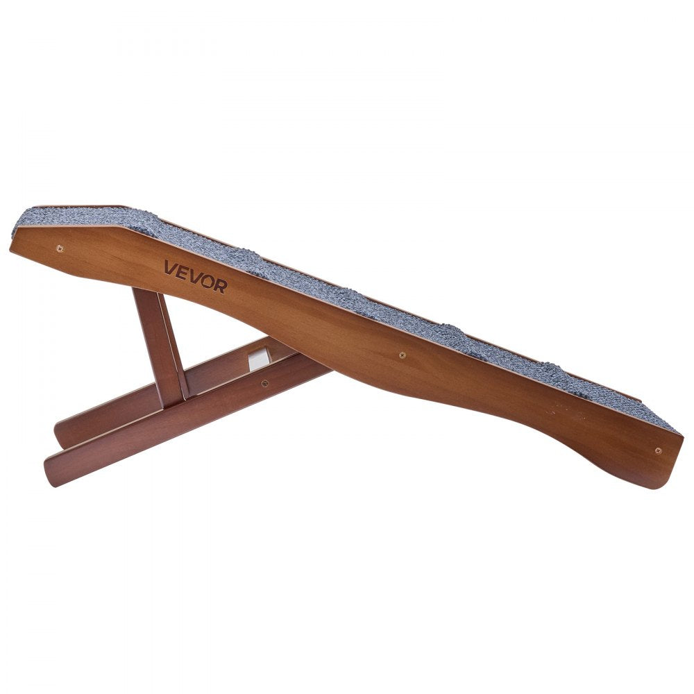 VEVOR Dog Ramp for Bed 12.6"-16.5" 4 Adjustable Height Foldable Pet Ramp, for Small & Senior Dogs to Get on Couch Sofa, 35" Long, Up to 200 lbs, Portable Wooden with Non-Slip Felt Surface & Handle
