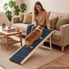VEVOR Dog Ramp for Bed 23.2"-28.3" 6 Adjustable Height Foldable Pet Ramp, for Small & Senior Dogs to Get on Couch Sofa, 63" Long, 200 lbs, Portable Wooden with Non-Slip Surface, Top Platform & Handle