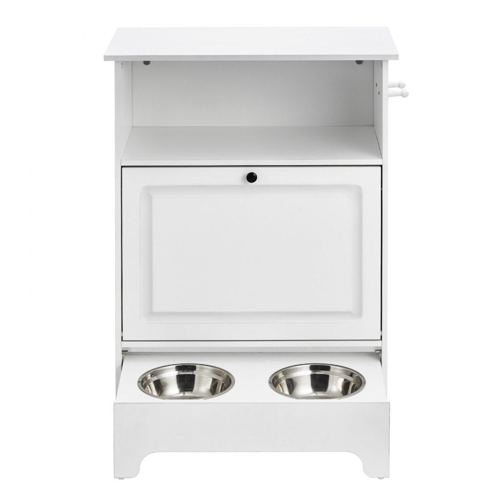 VEVOR Pet Feeding Station with 2 Stainless Steel Bowls, Elevated Dog Bowls with Storage, Dog Food Storage and Feeder Station with Tilt Out Storage Cabinet, Pet Toy Storage Organizer, for Small Dogs