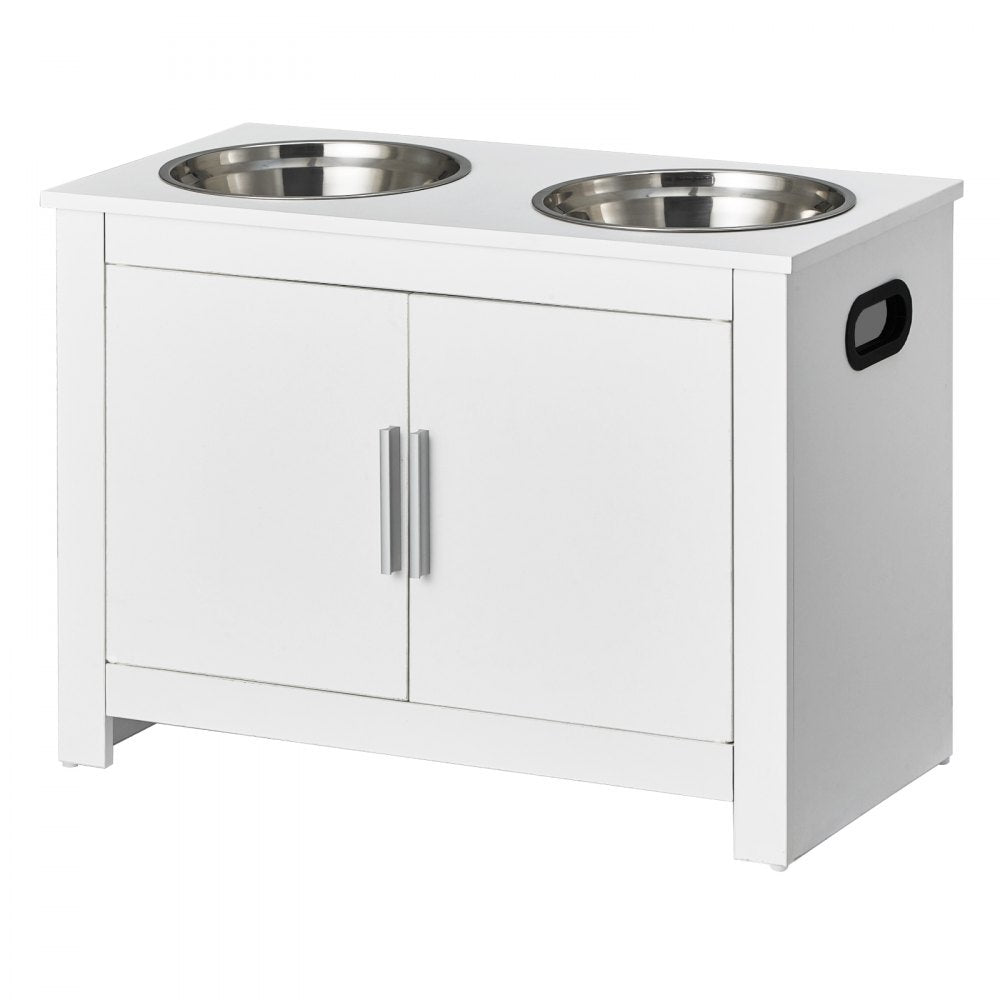 VEVOR Pet Feeding Station with 2 Stainless Steel Bowls, Elevated Dog Bowls with Storage, Dog Food Storage and Feeder Station with Storage Cabinet, Pet Toy Storage Organizer, for Dogs, Modern