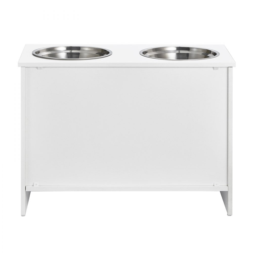VEVOR Pet Feeding Station with 2 Stainless Steel Bowls, Elevated Dog Bowls with Storage, Dog Food Storage and Feeder Station with Storage Cabinet, Pet Toy Storage Organizer, for Dogs, Modern