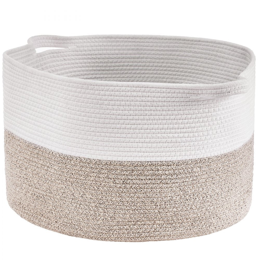 VEVOR Blanket Basket, 67L, Cotton Rope Basket, Woven Basket with Handles, 20" x 13" Round Laundry Hamper Basket Collapsible Extra Large Storage Basket Bins for Organizing Clothes Kids Toys Pillows