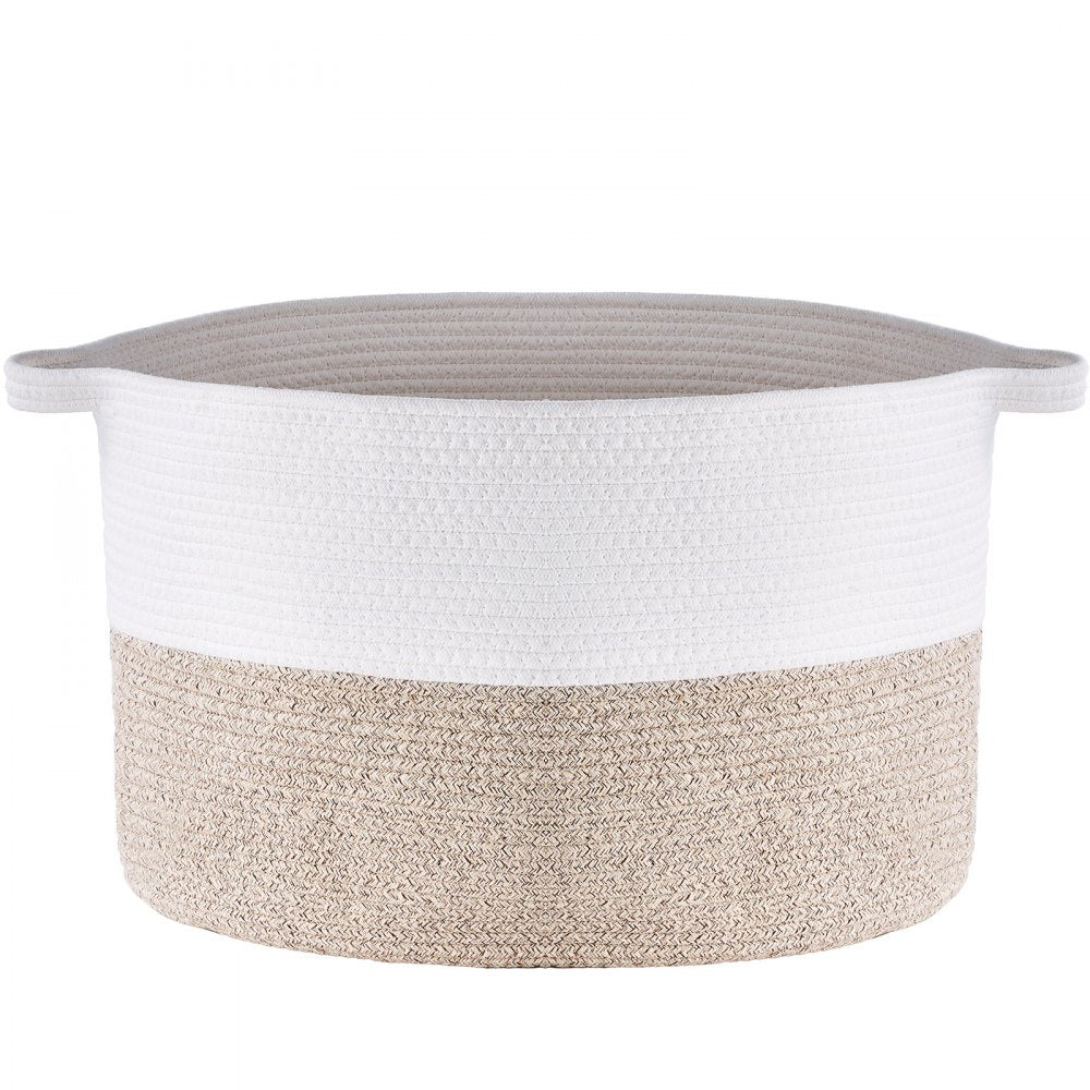 VEVOR Blanket Basket, 67L, Cotton Rope Basket, Woven Basket with Handles, 20" x 13" Round Laundry Hamper Basket Collapsible Extra Large Storage Basket Bins for Organizing Clothes Kids Toys Pillows