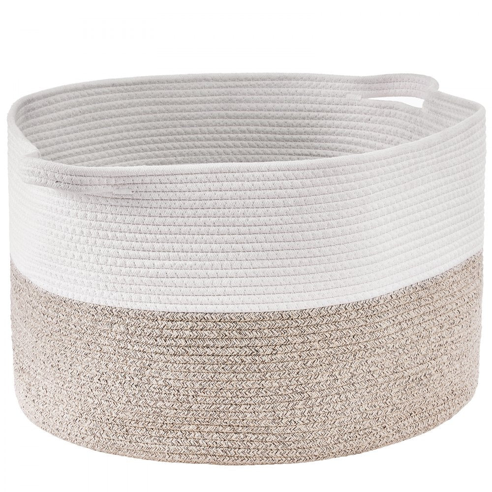 VEVOR Blanket Basket, 87L, Cotton Rope Basket, Woven Basket with Handles, 20" x 14" Round Laundry Hamper Basket Collapsible Extra Large Storage Basket Bins for Organizing Clothes Kids Toys Pillows