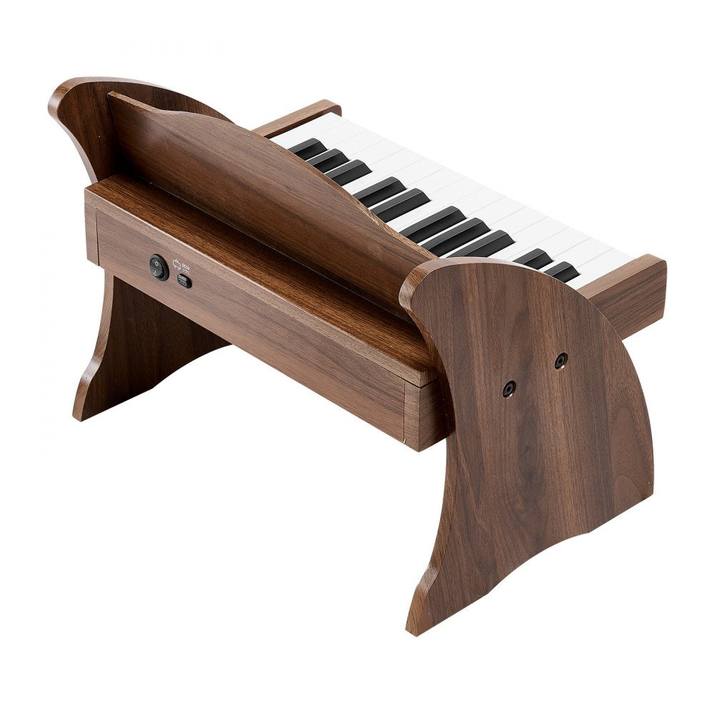 VEVOR Kids Piano Keyboard, 25 Keys Wooden Digital Piano for Kids, Mini Music Educational Instrument Toy with Realistic Sound, Dual Power, Adjustable Volume for Toddlers, Boys Girls Learning, Walnut
