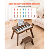 VEVOR Kids Piano Keyboard, 37 Key Wooden Digital Piano for Kids, Mini Music Educational Instrument Toy Set with Realistic Sound, Dual Power, Adjustable Volume for Toddlers, Boys Girls Learning,Walnut