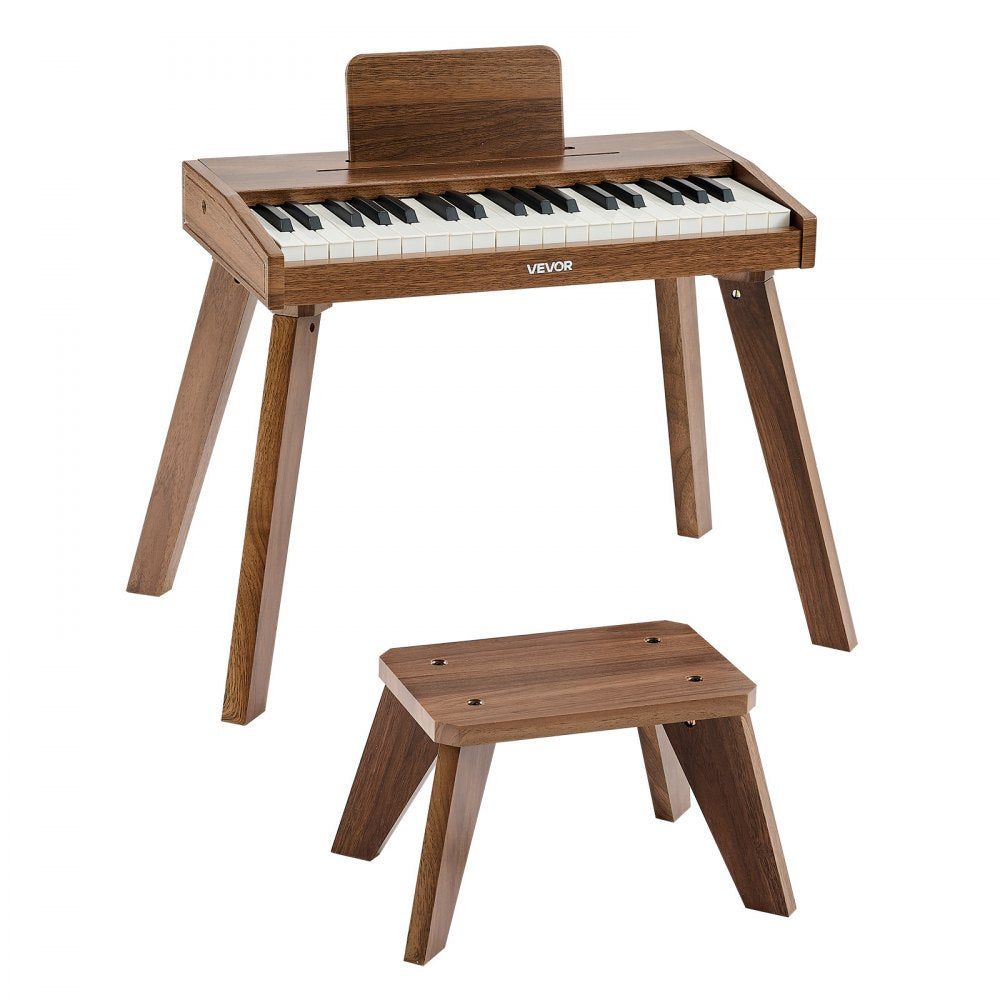 VEVOR Kids Piano Keyboard, 37 Key Wooden Digital Piano for Kids, Mini Music Educational Instrument Toy Set with Realistic Sound, Dual Power, Adjustable Volume for Toddlers, Boys Girls Learning,Walnut