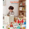 VEVOR 113PCS Wooden Train Set, for Kids Ages 3-8, Wood Train Track Toy with Storage Box, City Scene Railway Playset, Compatible with Major Brands, Christmas Birthday Toy for Toddlers Boys and Girls