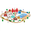 VEVOR 113PCS Wooden Train Set, for Kids Ages 3-8, Wood Train Track Toy with Storage Box, City Scene Railway Playset, Compatible with Major Brands, Christmas Birthday Toy for Toddlers Boys and Girls