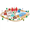 VEVOR 113PCS Wooden Train Set, for Kids Ages 3-8, Wood Train Track Toy with Storage Box, City Scene Railway Playset, Compatible with Major Brands, Christmas Birthday Toy for Toddlers Boys and Girls