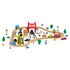 VEVOR 70PCS Wooden Train Set, with Magnetic Crane, Wood Train Track Toy for Kids Ages 3-8, Construction Crane Railway Set, Compatible with Major Brands, Christmas Birthday Toy for Toddlers Boys Girls