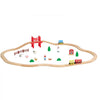 VEVOR Wooden Train Set, 39PCS, Wood Train Track with Magnetic Trains and Railway Accessories, Compatible with Major Brands, Small Town, Christmas Birthday Toy for Kids Toddlers Ages 3-8 Boys and Girls