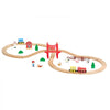 VEVOR Wooden Train Set, 39PCS, Wood Train Track with Magnetic Trains and Railway Accessories, Compatible with Major Brands, Small Town, Christmas Birthday Toy for Kids Toddlers Ages 3-8 Boys and Girls