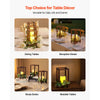 VEVOR 12 Set/36 Pcs Wooden Wedding Lantern Centerpiece, Includes 12 Wooden Lantern Candle Holder 12 Flameless LED Candle 12 Eucalyptus Leaves Wreath for Wedding Table Party Farmhouse Decor, Brown