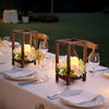 VEVOR 20 Set/60 Pcs Wooden Wedding Lantern Centerpiece, Includes 20 Wooden Lantern Candle Holder 20 Flameless LED Candle 20 Champagne Flower Wreath for Wedding Table Party Farmhouse Decor, Brown