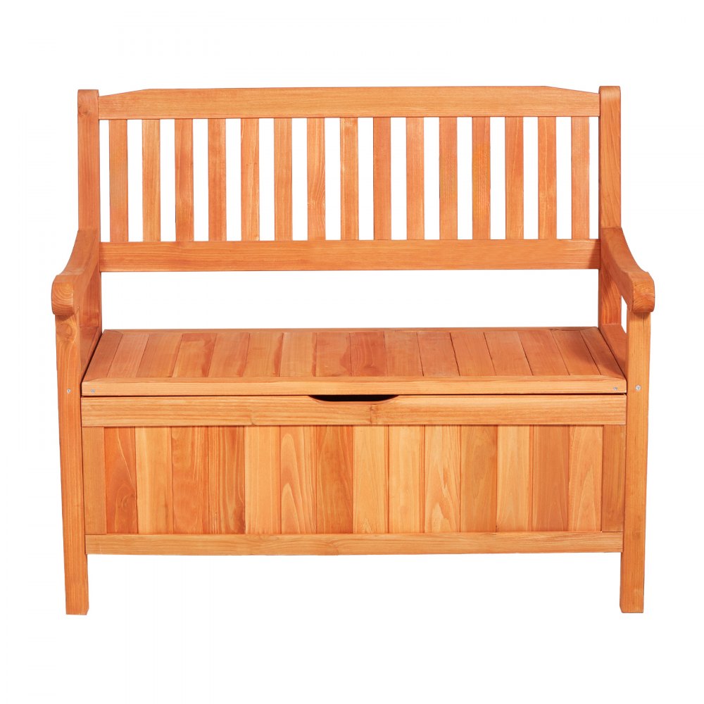 VEVOR Outdoor Storage Bench, 2-Person Wooden Storage Bench, 33 Gallons Deck Box with Side Handle, Supports up to 705 lbs, Outdoor Seating & Porch Decor, for Patio Garden Balcony Yard